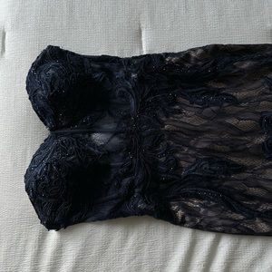 prom dress; dark blue, off the shoulder, mermaid silhouette, only 1 use.